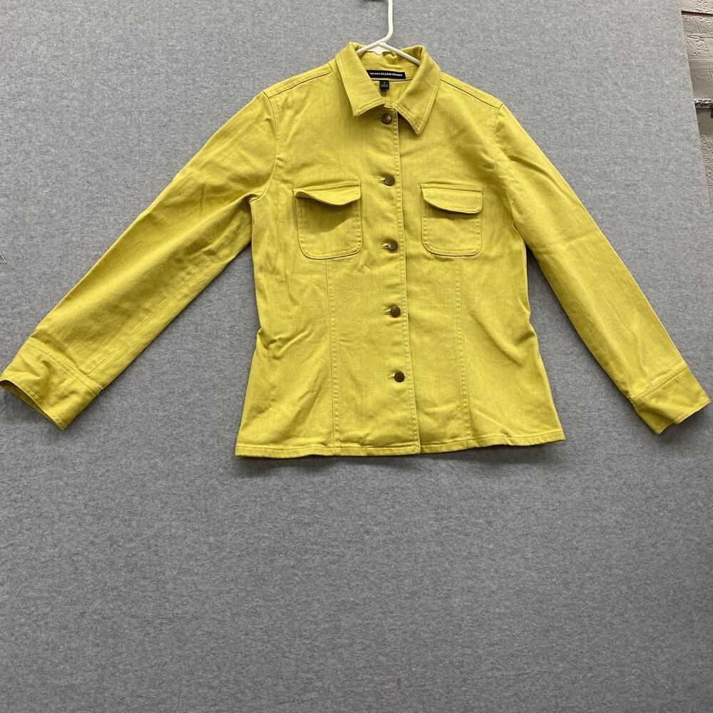Company Ellen Tracy Yellow Utility Jacket Womens 12 Cotton Stretch Shacket - Picture 2 of 10
